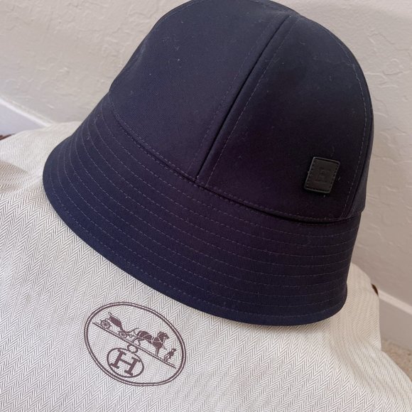 HERMES Cotton Devon Bucket Hat 59 Marine main image 6